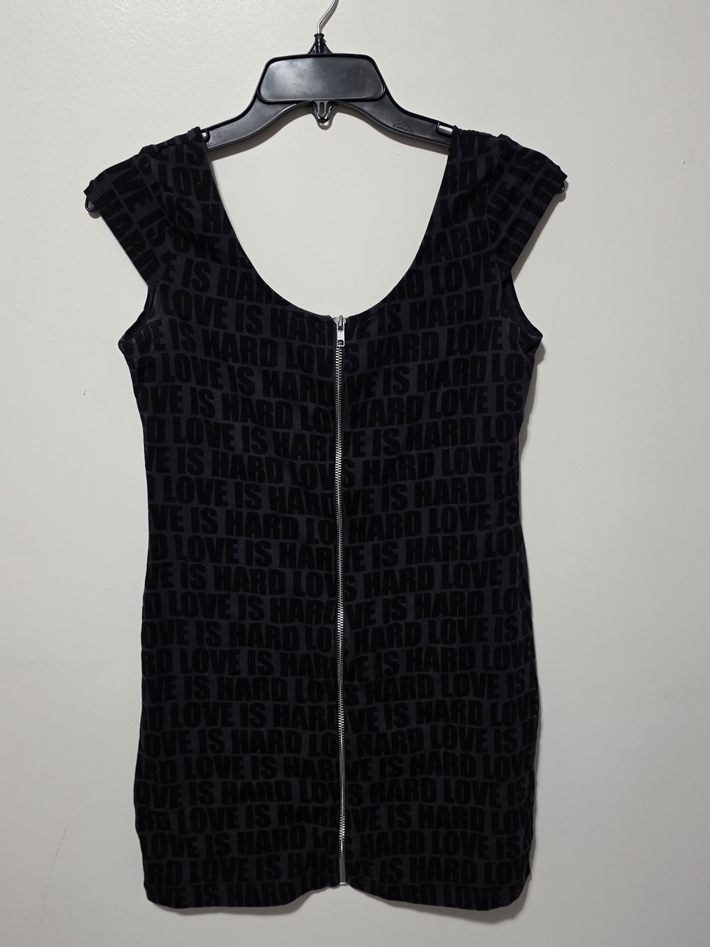 Black Zip-Front Bodycon Dress - Brand Unspecified